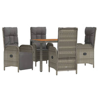 5-Delige Tuinset Met Kussens Poly Rattan Grijs