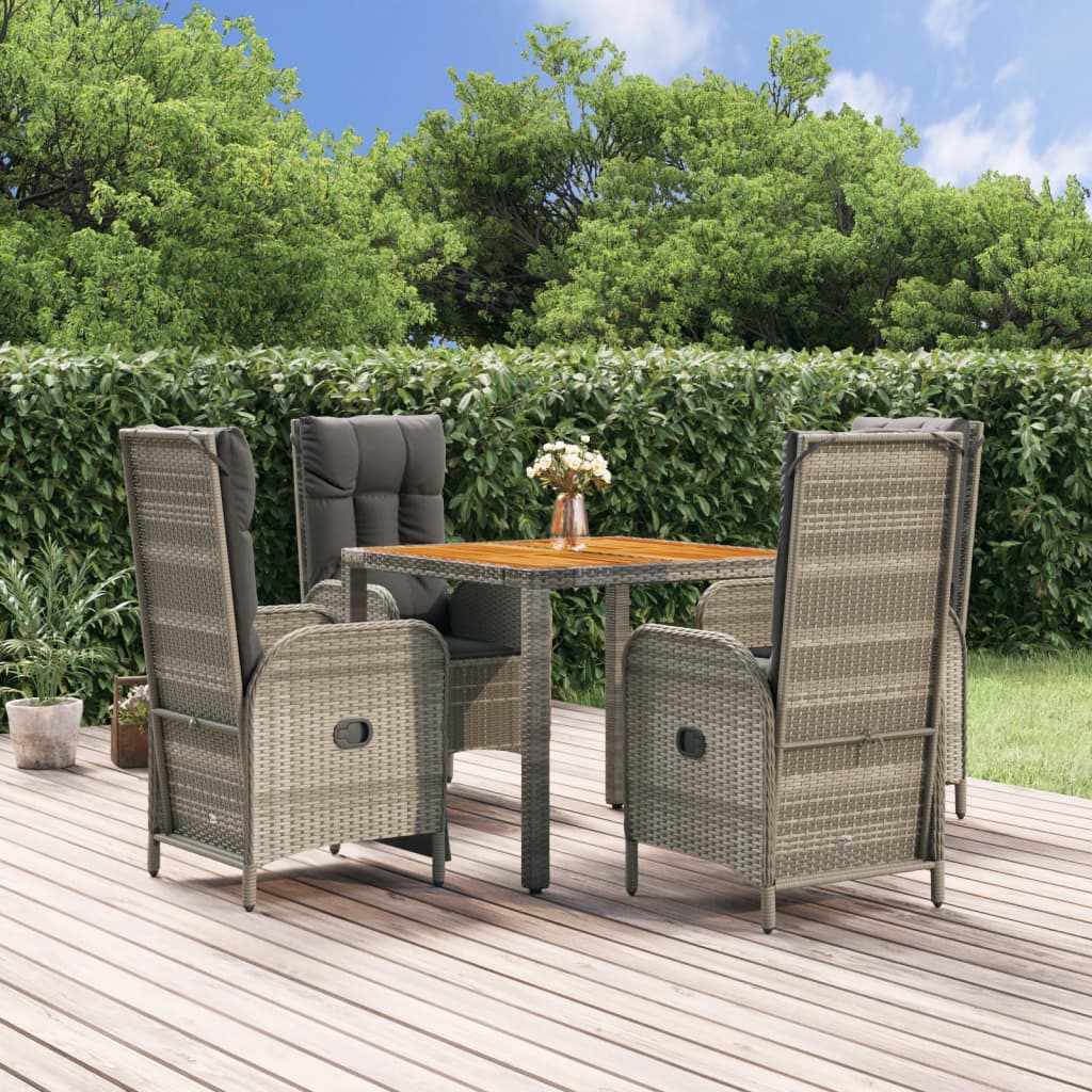 5-Delige Tuinset Met Kussens Poly Rattan Grijs