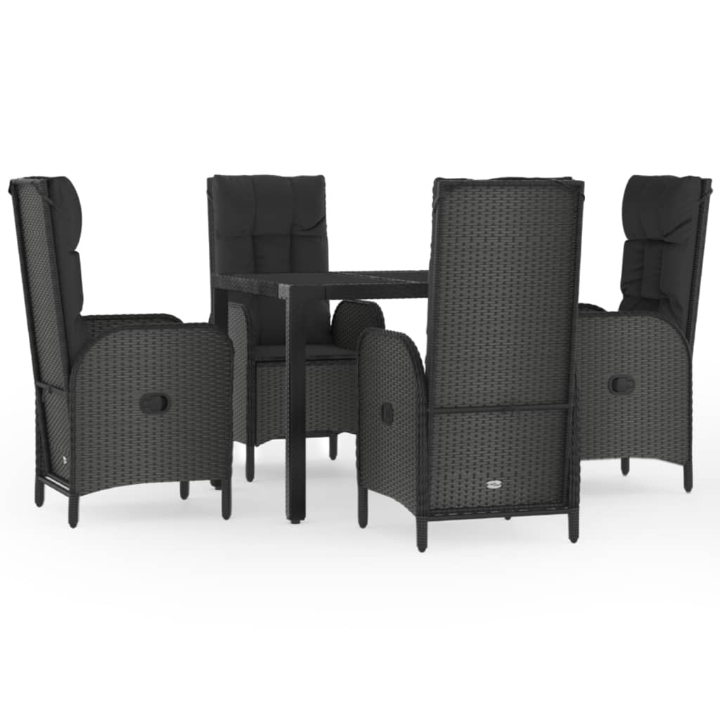 5-Delige Tuinset Met Kussens Poly Rattan Zwart