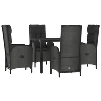 5-Delige Tuinset Met Kussens Poly Rattan Zwart