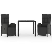 3-Delige Tuinset Met Kussens Poly Rattan Zwart