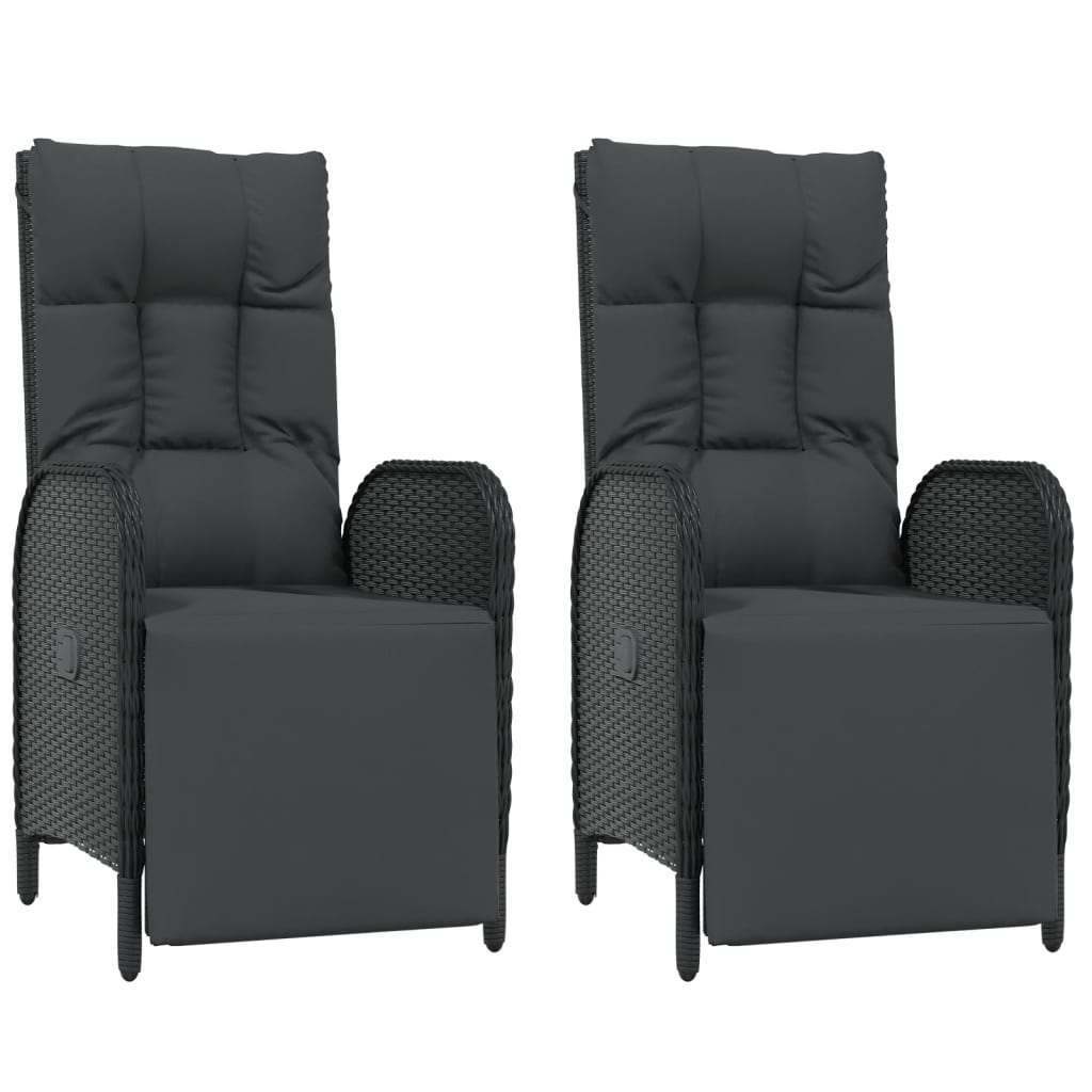 3-Delige Tuinset Met Kussens Poly Rattan Zwart