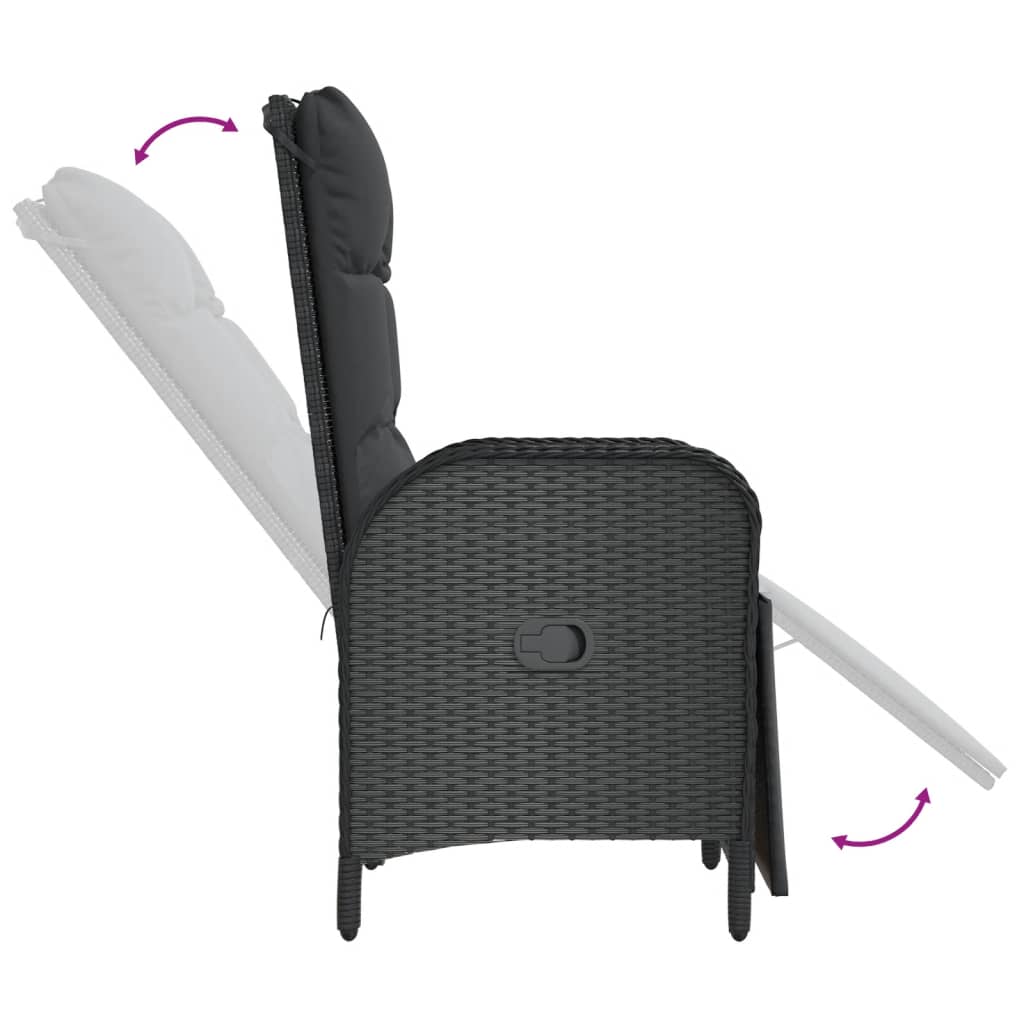 3-Delige Tuinset Met Kussens Poly Rattan Zwart