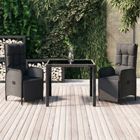 3-Delige Tuinset Met Kussens Poly Rattan Zwart