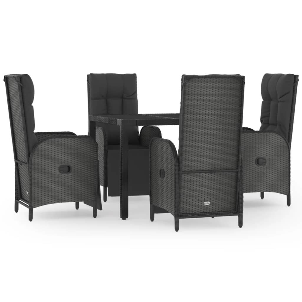5-Delige Tuinset Met Kussens Poly Rattan Zwart