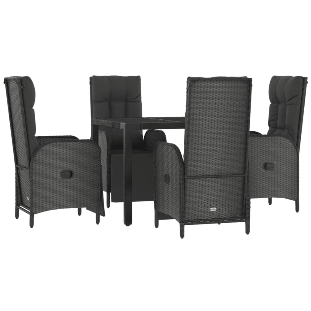 5-Delige Tuinset Met Kussens Poly Rattan Zwart