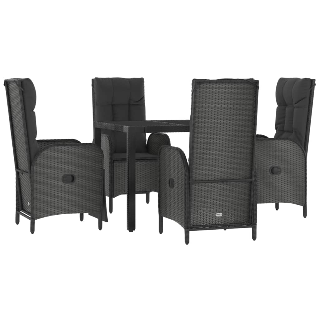 5-Delige Tuinset Met Kussens Poly Rattan Zwart