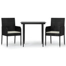 3-Delige Tuinset Met Kussens Poly Rattan
