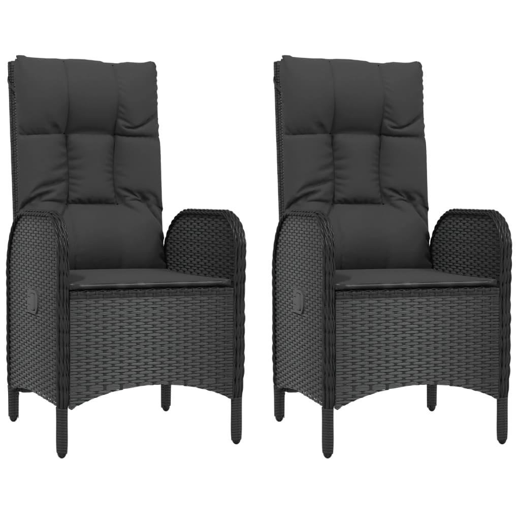 3-Delige Tuinset Met Kussens Poly Rattan Zwart
