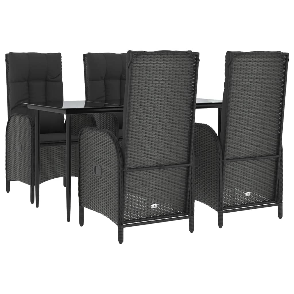 5-Delige Tuinset Met Kussens Poly Rattan Zwart