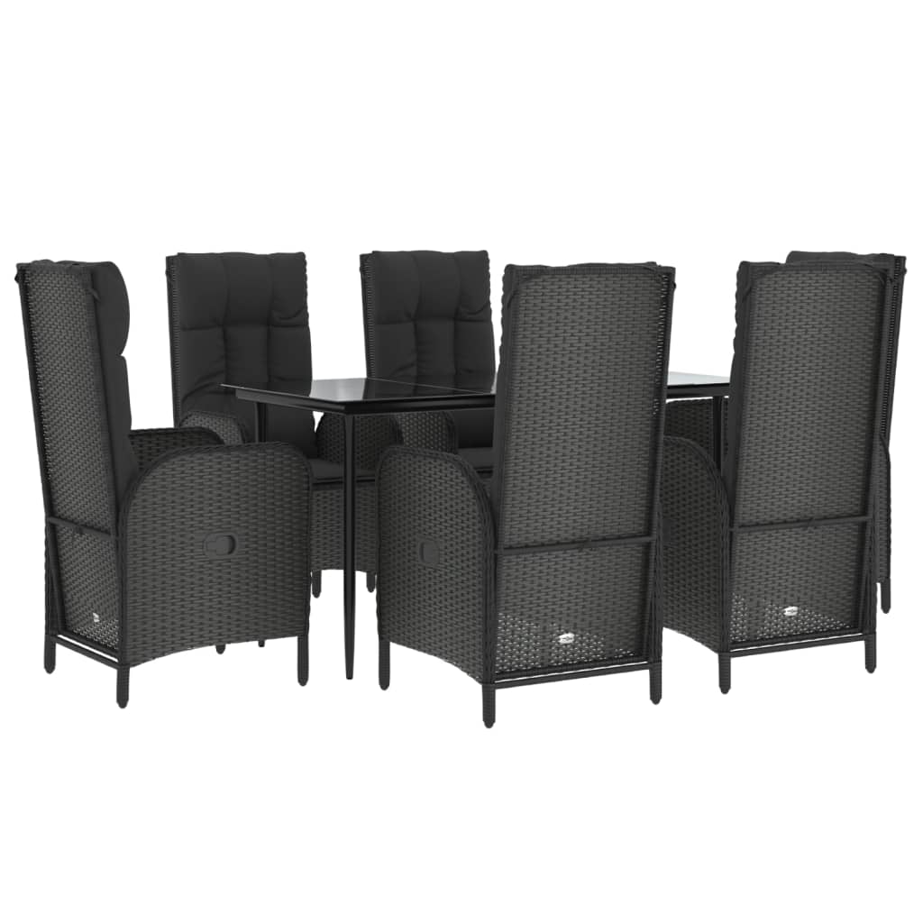 7-Delige Tuinset Met Kussens Poly Rattan Zwart
