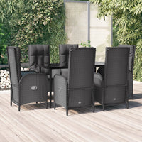 7-Delige Tuinset Met Kussens Poly Rattan Zwart