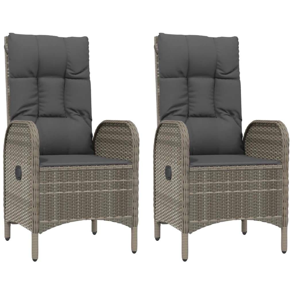 3-Delige Tuinset Met Kussens Poly Rattan Zwart En Grijs