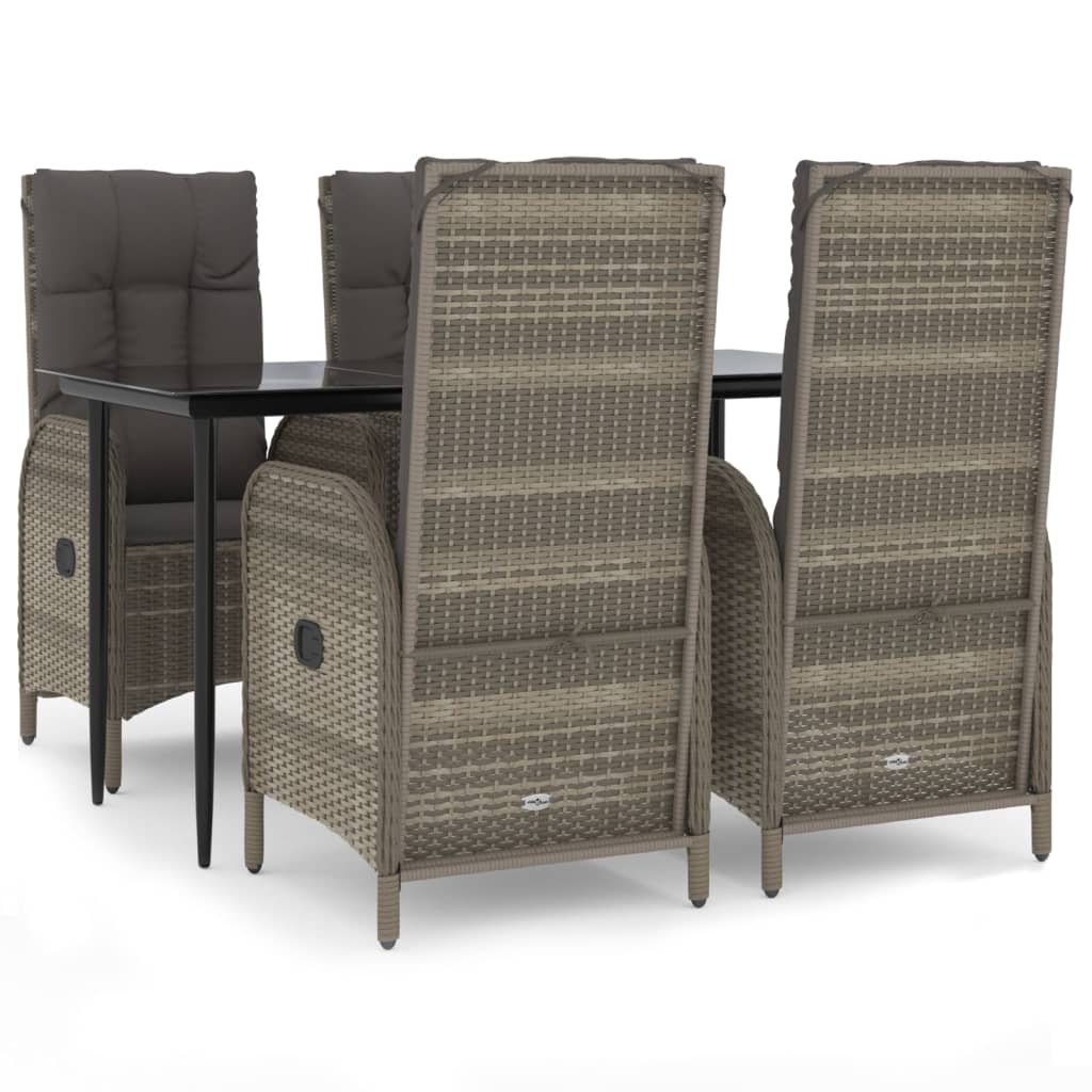 5-Delige Tuinset Met Kussens Poly Rattan Zwart En Grijs