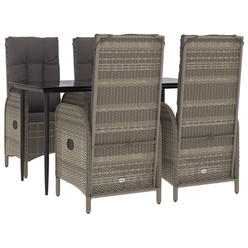 5-Delige Tuinset Met Kussens Poly Rattan Zwart En Grijs