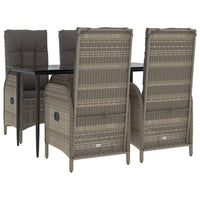 5-Delige Tuinset Met Kussens Poly Rattan Zwart En Grijs
