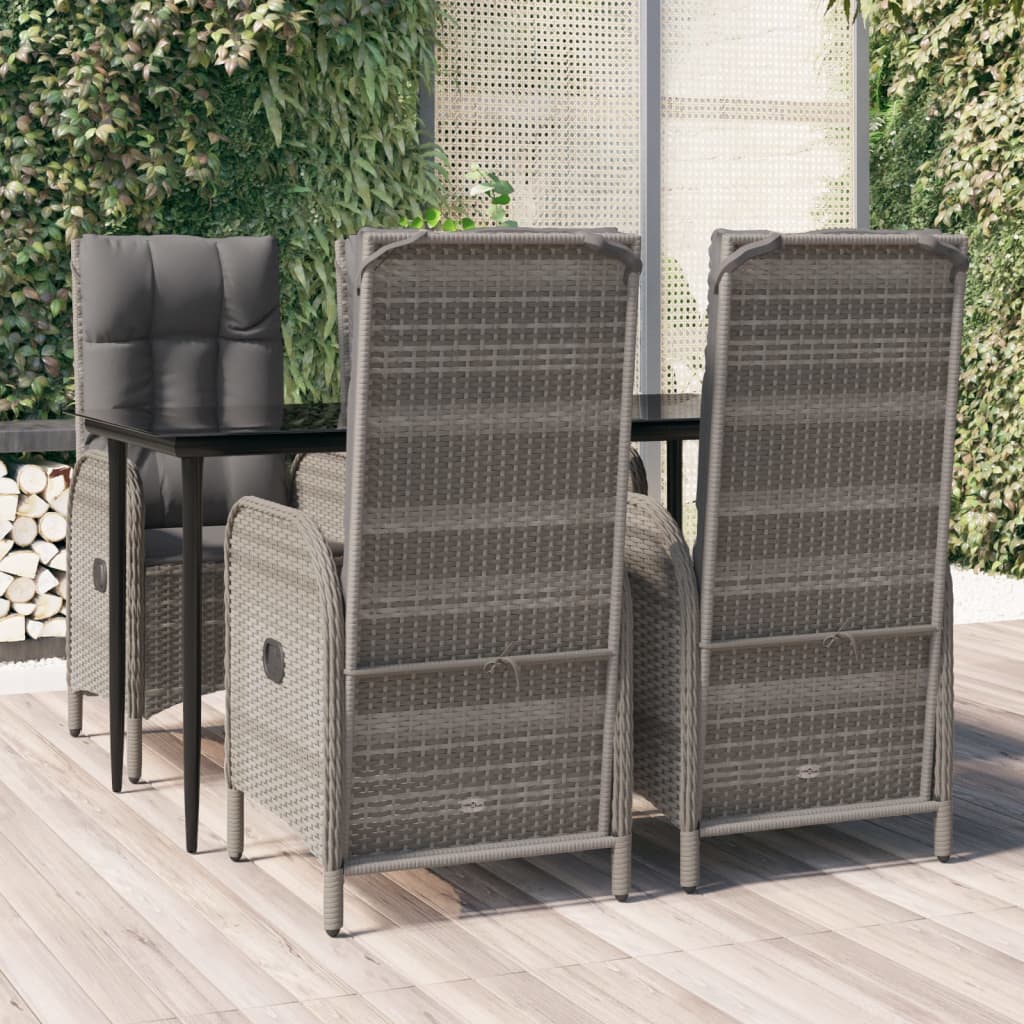 5-Delige Tuinset Met Kussens Poly Rattan Zwart En Grijs