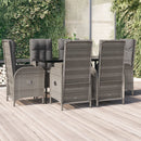 7-Delige Tuinset Met Kussens Poly Rattan Zwart En Grijs
