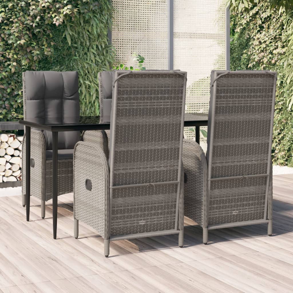 5-Delige Tuinset Met Kussens Poly Rattan Zwart En Grijs