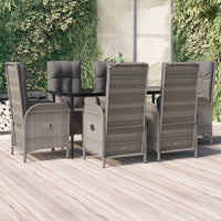 7-Delige Tuinset Met Kussens Poly Rattan Zwart En Grijs