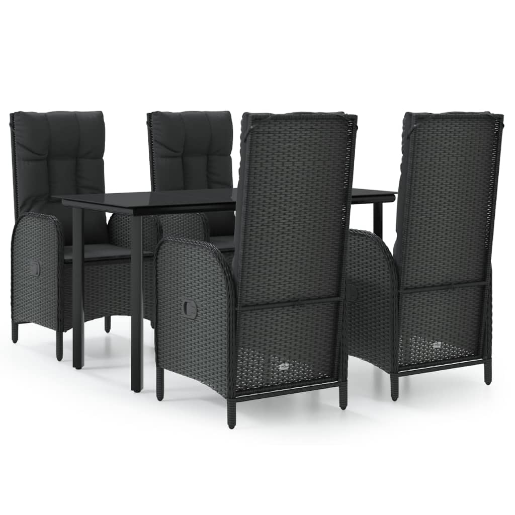 5-Delige Tuinset Met Kussens Poly Rattan Zwart