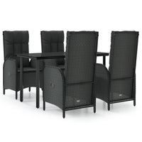 5-Delige Tuinset Met Kussens Poly Rattan Zwart