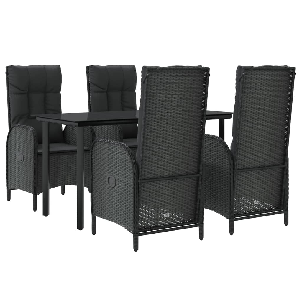 5-Delige Tuinset Met Kussens Poly Rattan Zwart