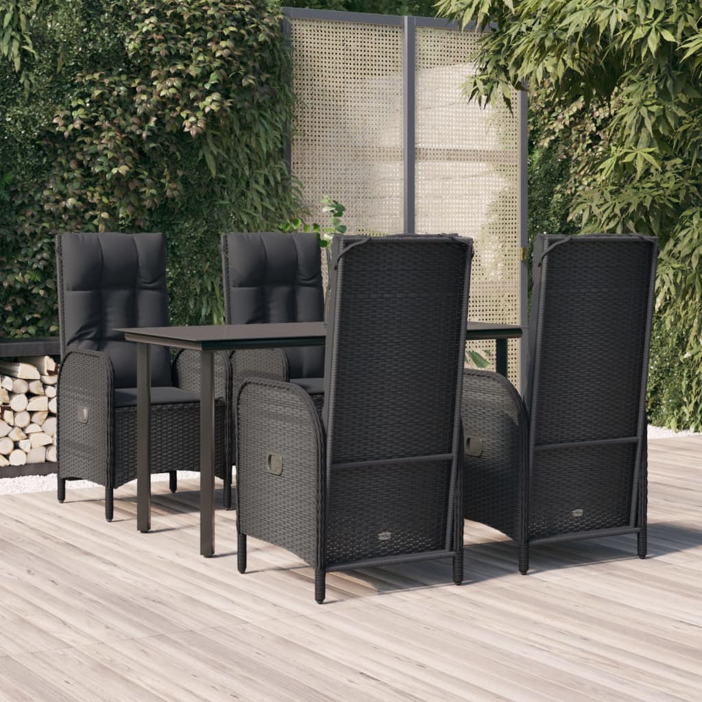 5-Delige Tuinset Met Kussens Poly Rattan Zwart