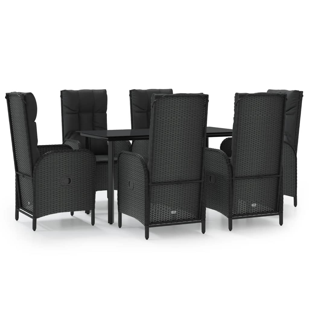 7-Delige Tuinset Met Kussens Poly Rattan Zwart