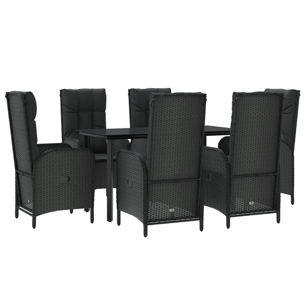 7-Delige Tuinset Met Kussens Poly Rattan Zwart