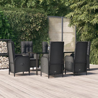 7-Delige Tuinset Met Kussens Poly Rattan Zwart