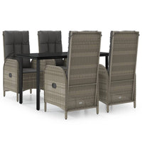 5-Delige Tuinset Met Kussens Poly Rattan Zwart En Grijs