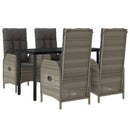 5-Delige Tuinset Met Kussens Poly Rattan Zwart En Grijs