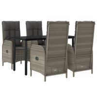 5-Delige Tuinset Met Kussens Poly Rattan Zwart En Grijs