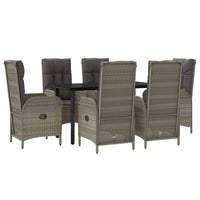 7-Delige Tuinset Met Kussens Poly Rattan Zwart En Grijs