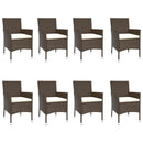 9-Delige Tuinset Met Kussens Poly Rattan Bruin