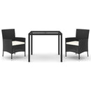3-Delige Tuinset Met Kussens Poly Rattan Zwart