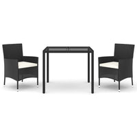 3-Delige Tuinset Met Kussens Poly Rattan Zwart