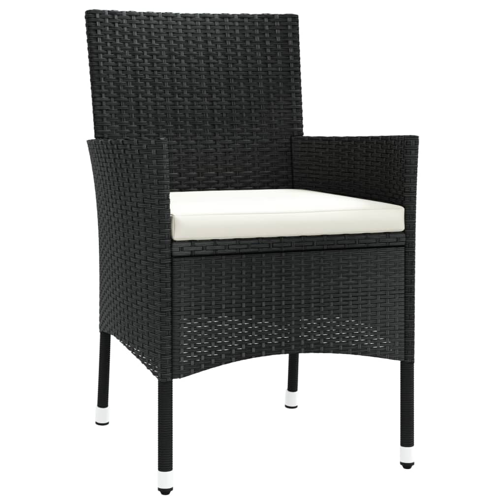 3-Delige Tuinset Met Kussens Poly Rattan Zwart