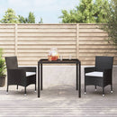 3-Delige Tuinset Met Kussens Poly Rattan Zwart