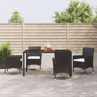 3-Delige Tuinset Met Kussens Poly Rattan Zwart