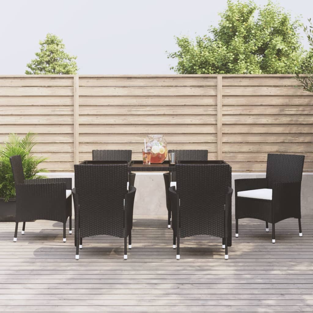 3-Delige Tuinset Met Kussens Poly Rattan Zwart