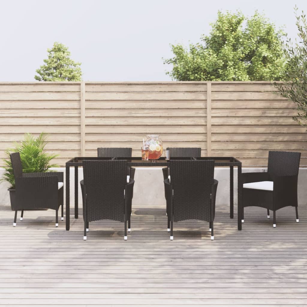 3-Delige Tuinset Met Kussens Poly Rattan Zwart