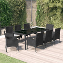 3-Delige Tuinset Met Kussens Poly Rattan Zwart