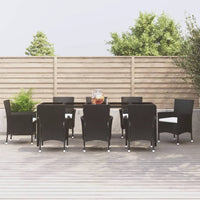 3-Delige Tuinset Met Kussens Poly Rattan Zwart