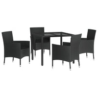 5-Delige Tuinset Met Kussens Poly Rattan Zwart
