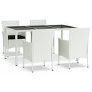 5-Delige Tuinset Met Kussens Poly Rattan Wit