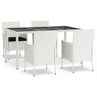 5-Delige Tuinset Met Kussens Poly Rattan Wit
