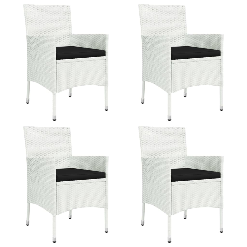 5-Delige Tuinset Met Kussens Poly Rattan Wit