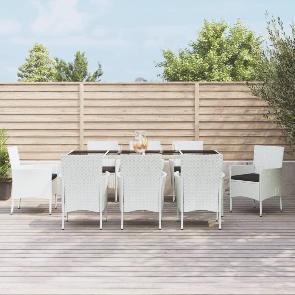 5-Delige Tuinset Met Kussens Poly Rattan Wit